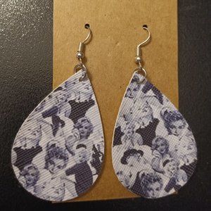 MARILYN MONROE FAUX LEATHER TEARDROP EARRINGS